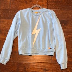 Light Blue Aviator Nation Sweatshirt with Lightning Bolt